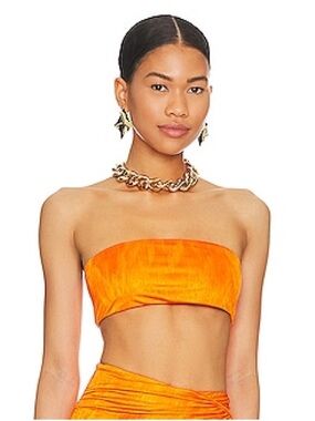 Revolve Superdown Karolyna Orange Cropped Tube Top Small